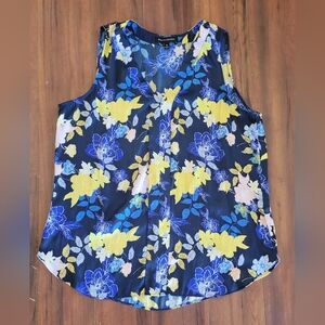 EUC Women'BANANA REPUBLIC Blue Multi Floral V-Neck Sleeveless Top Size Med